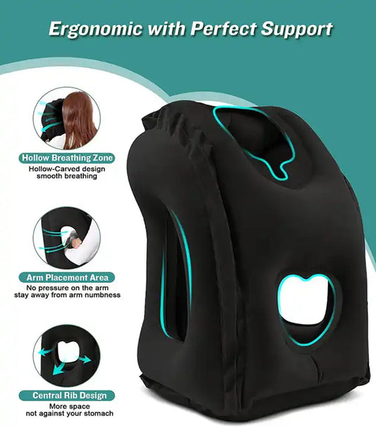 Inflatable Travel Pillow - Portable Headrest for Airplane, Car, and Office_0