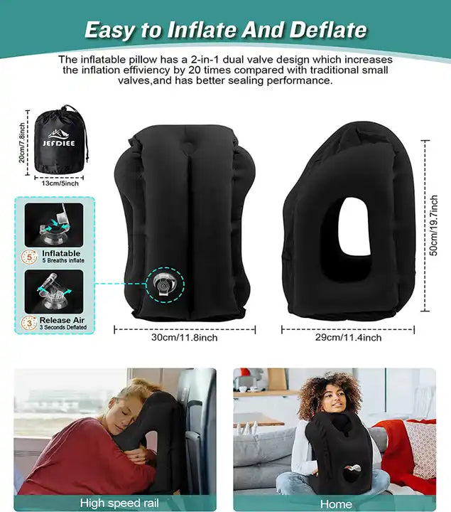 Inflatable Travel Pillow - Portable Headrest for Airplane, Car, and Office_3