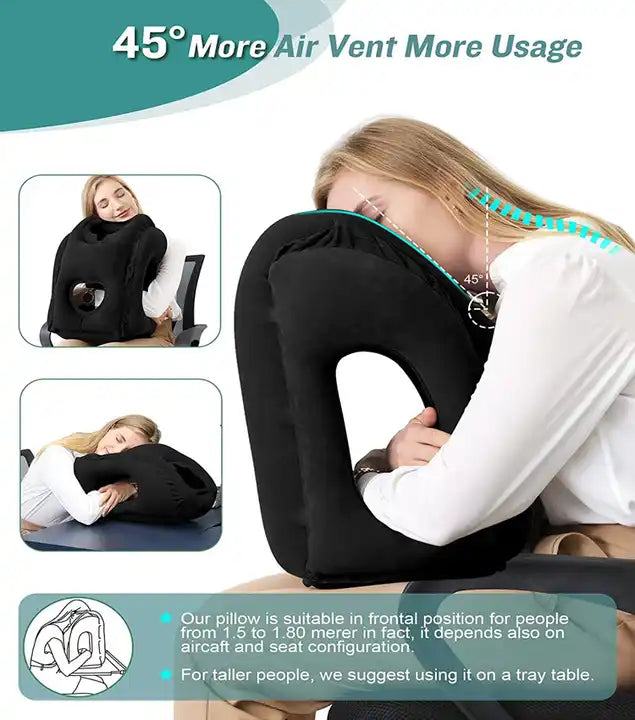 Inflatable Travel Pillow - Portable Headrest for Airplane, Car, and Office_2